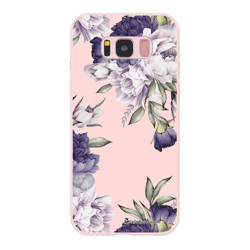 Coque Samsung Galaxy S8 Silicone Liquide Douce Rose Pâle Pivoines Violettes La Coque Francaise.
