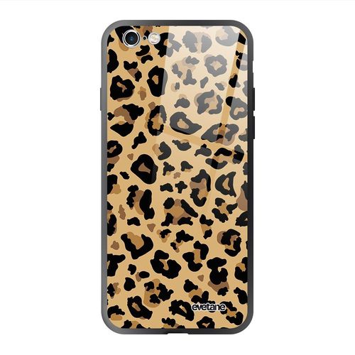 Coque En Verre Trempé Iphone 6 Plus / 6s Plus Léopard Beige Ecriture Tendance Et Design Evetane.