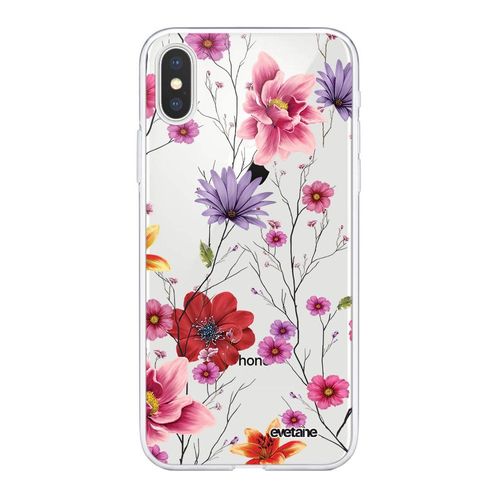 Coque Iphone Xs Max Silicone Transparente Fleurs Multicolores Ultra Resistant Protection Housse Motif Ecriture Tendance Evetane