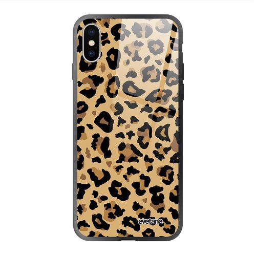 Coque En Verre Trempé Iphone Xs Max Léopard Beige Ecriture Tendance Et Design Evetane.