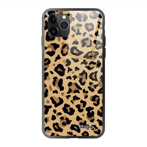 Coque En Verre Trempé Iphone 11 Pro Max Léopard Beige Ecriture Tendance Et Design Evetane.