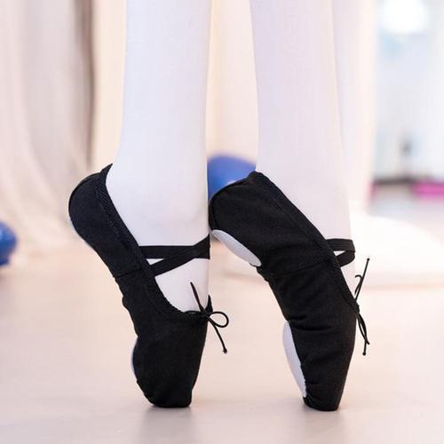 Filles Toile Ballet Pantoufle Chausson De Danse De Yoga De Danse Chaussures  Pour Enfant Petit Enfant Grand Enfant Femmes Garçon Dames Noir 36