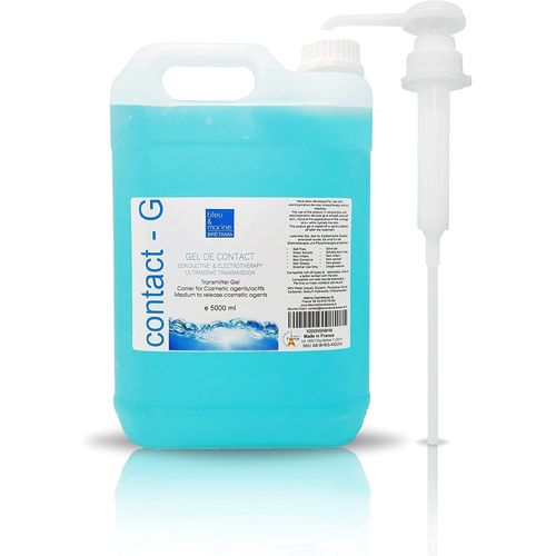 Gel De Contact Gel Ultrason Electrostimulateur Musculaire Gel Ceinture Abdominale Electrostimulation Massage Sport Echographie, Ventre Plat, Gel Conducteur, Doppler, Ecg 5000 Ml Jerrican Pompe 