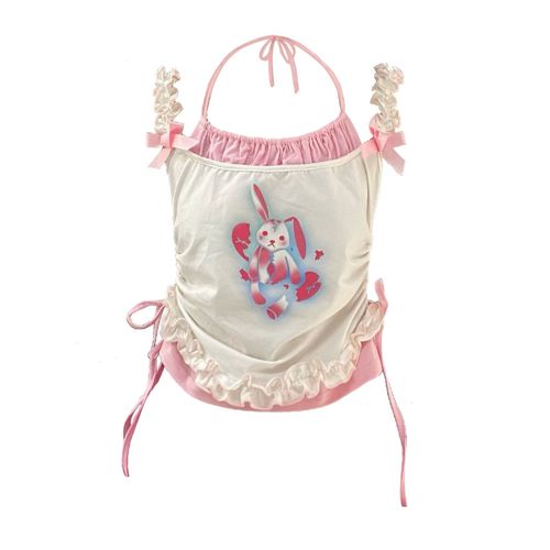 Débardeur Dos Nu En Dentelle Pour Femme,Imprimé Dessin,N?ud Licou Esthétique Y2k,Court Basique,Patchwork,Mode Sexy,Doux Et Précieux,Y-Women,2024