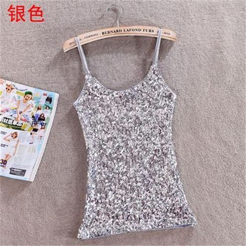 Chemisier Sexy À Paillettes Pour Femmes,Bling Brillant,Chemise En Fibre De Y,Chemisier Astronomique Multicolore,Haut À Bretelles,06 -