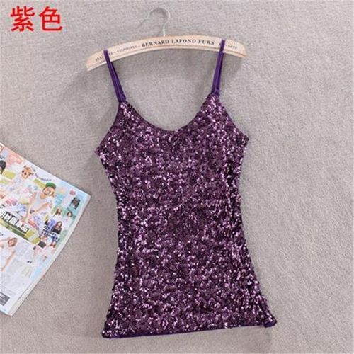 Chemisier Sexy À Paillettes Pour Femmes,Bling Brillant,Chemise En Fibre De Y,Chemisier Astronomique Multicolore,Haut À Bretelles,06 -