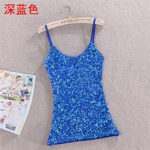 Chemisier Sexy À Paillettes Pour Femmes,Bling Brillant,Chemise En Fibre De Y,Chemisier Astronomique Multicolore,Haut À Bretelles,06 -