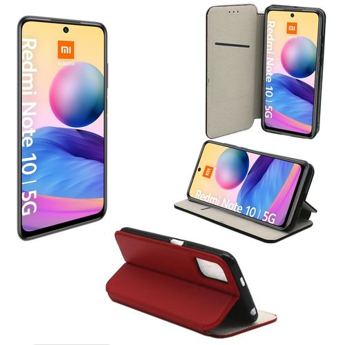 Xiaomi Redmi Note 10 5g Etui Protection Portefeuille Rouge À Rabat Avec Porte Cartes - Housse Xiaomi Redmi Note 10 5g Folio Coque Silicone Antichoc Smartphone 2021 - Accessoires Pochette Case