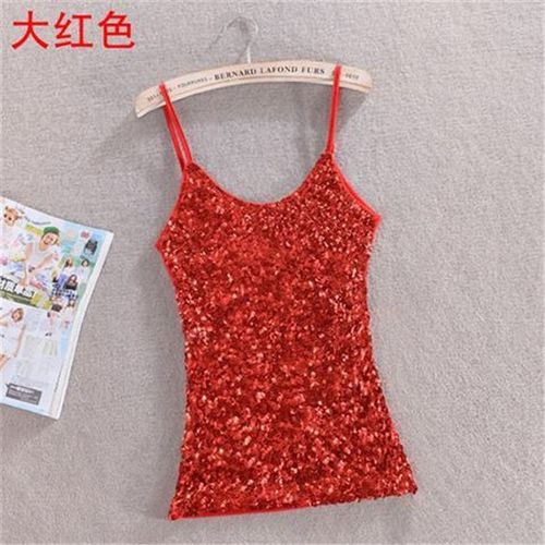 Chemisier Sexy À Paillettes Pour Femmes,Bling Brillant,Chemise En Fibre De Y,Chemisier Astronomique Multicolore,Haut À Bretelles,06 -