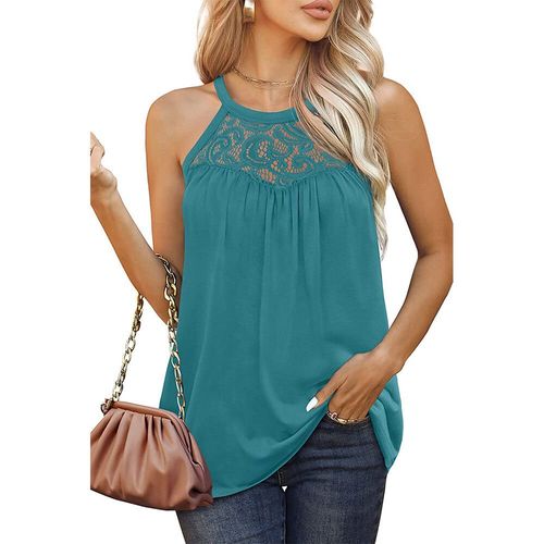 Chemise Plissée En Dentelle Pour Femme,Col Licou,Précieux,Fit,Été