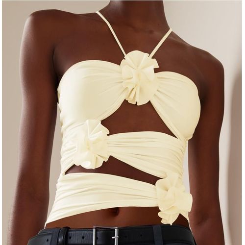Hirigin-Bustier Court À Bretelles Florales 3d Chic Pour Femme,Caraco Licou Découpé,Haut Corset Ajusté,Y2k
