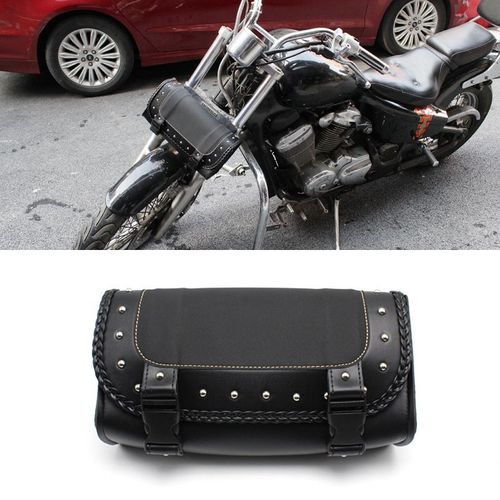 Sac à outils de moto Cruiser, sacoche de fourche avant imperméable en cuir PU, sacoche de selle, pochette de rangement de bagages, sac universel de moto