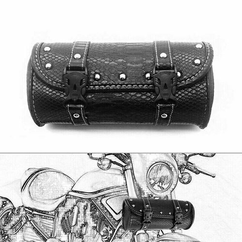 Pochette De Rangement Pour Fourche De Moto, Sac À Outils, Sacoche De Selle, Pochette De Rangement Pour Guidon De Bagage, Sacs En Cuir Pu Noir Imperméable Pour Universal Most Harley