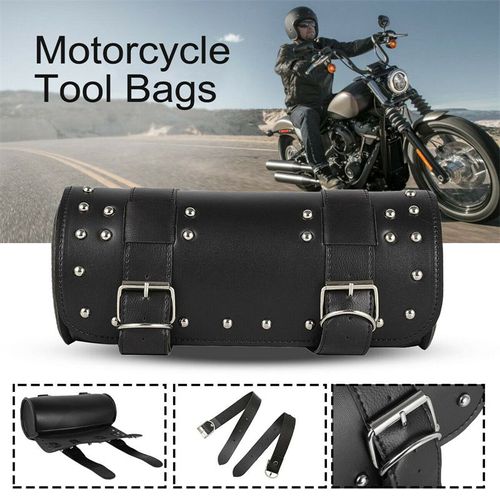 Sacs à outils pour fourche de moto, sacoches de selle en cuir PU, pochette de voyage, sac à bagages, sac de rangement de baril de queue de course