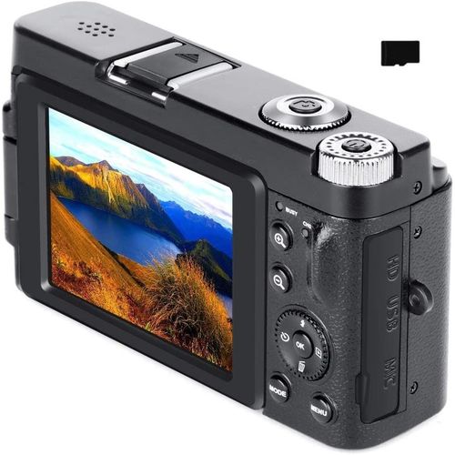 Appareil photo numérique de 48 MP, HD 1080p, zoom 16x, écran rabattable, carte mémoire de 32 Go