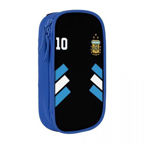 Étuis À Crayons De Football Argentin Avec Fermeture Éclair,Belle Boîte À Stylos Messi,Sac De Bureau,Grande Capacité,Filles Et Garçons,Numéro 10 - Type Bleu