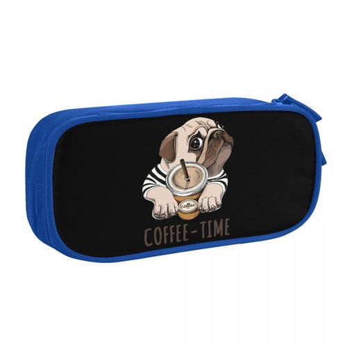 Boîte À Crayons Pour Animaux De Compagnie,Sac À Café,Carlin Amusant,Mignon Bouledogue Amoureux Des Animaux,Grands Sacs De Rangement,Fournitures Scolaires - Type Bleu