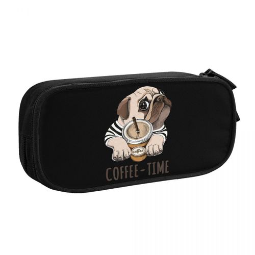 Boîte À Crayons Pour Animaux De Compagnie,Sac À Café,Carlin Amusant,Mignon Bouledogue Amoureux Des Animaux,Grands Sacs De Rangement,Fournitures Scolaires - Type Black