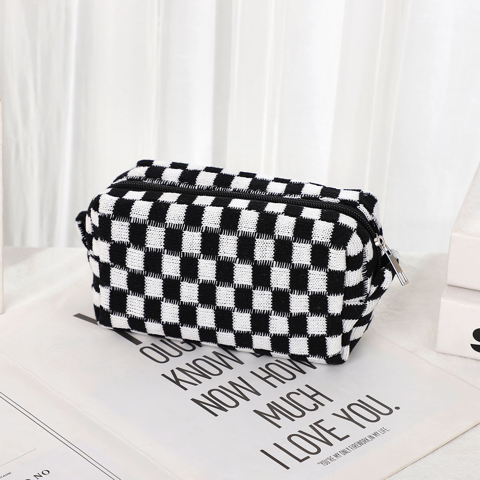 Jianwu Ins-Trousse  Crayons En Damier Avec Fermeture clair...