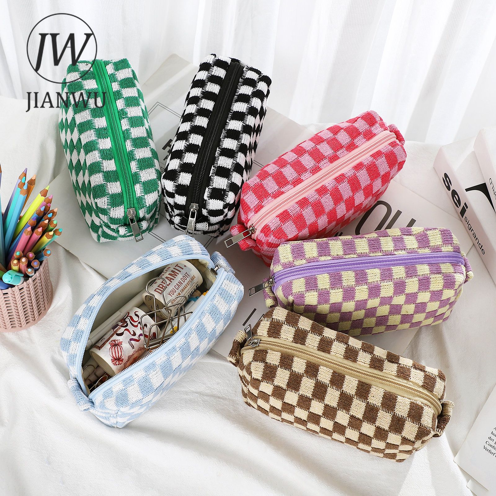Jianwu Ins-Trousse  Crayons En Damier Avec Fermeture clair... - 2