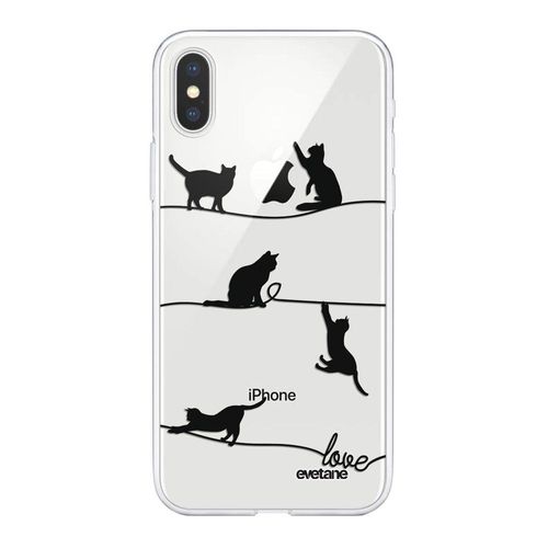 Coque Iphone Xs Max Silicone Transparente Chat Lignes Ultra Resistant Protection Housse Motif Ecriture Tendance Evetane