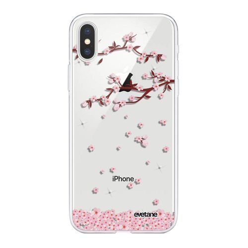 Coque Iphone Xs Max Silicone Transparente Chute De Fleurs Ultra Resistant Protection Housse Motif Ecriture Tendance Evetane