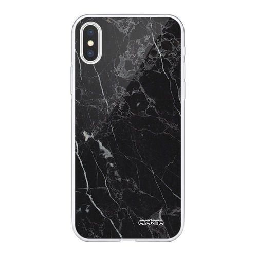 Coque Iphone Xs Max Silicone Transparente Marbre Noir Ultra Resistant Protection Housse Motif Ecriture Tendance Evetane