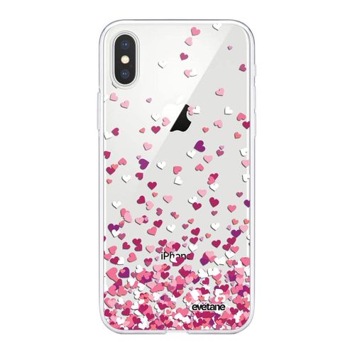 Coque Iphone Xs Max Silicone Transparente Confettis De Coeur Ultra Resistant Protection Housse Motif Ecriture Tendance Evetane