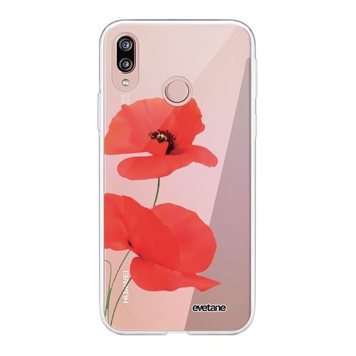 Coque Huawei P20 Lite Silicone Transparente Coquelicot Ultra Resistant Protection Housse Motif Ecriture Tendance Evetane