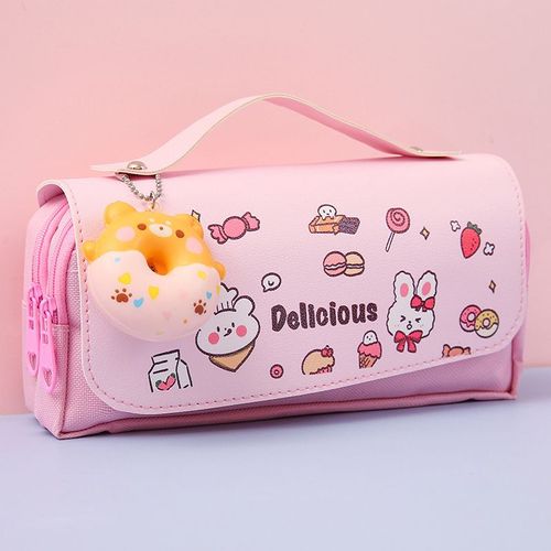 Grande Boîte À Crayons Portable Pour Filles,Sac À Stylos,Double Couche,Kawaii,Chat Mignon,Grande Capacité,Souligné Charleroi Eve #F