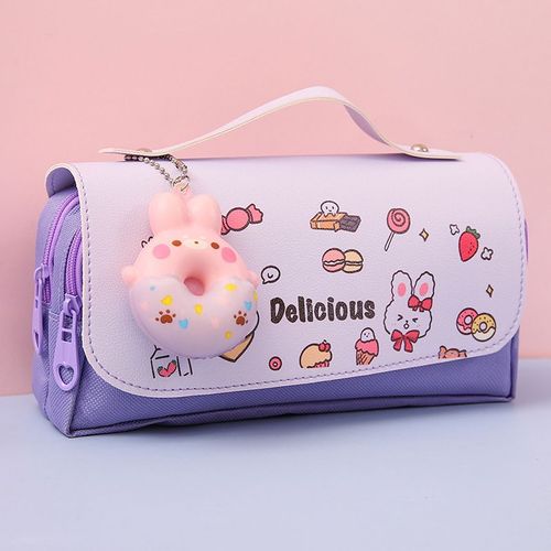 Grande Boîte À Crayons Portable Pour Filles,Sac À Stylos,Double Couche,Kawaii,Chat Mignon,Grande Capacité,Souligné Charleroi Eve #E