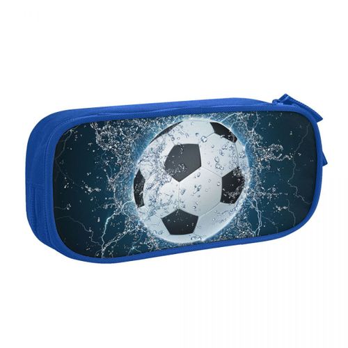 Étuis À Crayons Pour Ballon De Football À Crayons De Sport De Football,Boîte À Stylos Pour Étudiant,Sac De Grande Capacité,Fournitures Scolaires,Fermeture Éclair,Papeterie - Type Bleu
