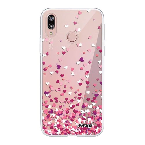 Coque Huawei P20 Lite Silicone Transparente Confettis De Coeur Ultra Resistant Protection Housse Motif Ecriture Tendance Evetane