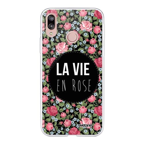 Coque Huawei P20 Lite Silicone Transparente La Vie En Rose Ultra Resistant Protection Housse Motif Ecriture Tendance Evetane