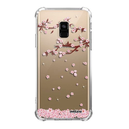 Coque Samsung Galaxy A8 2018 Anti-Choc Souple Angles Renforcés Transparente Chute De Fleurs Evetane