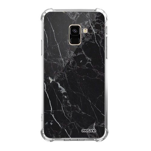 Coque Samsung Galaxy A8 2018 Anti-Choc Souple Angles Renforcés Transparente Marbre Noir Evetane
