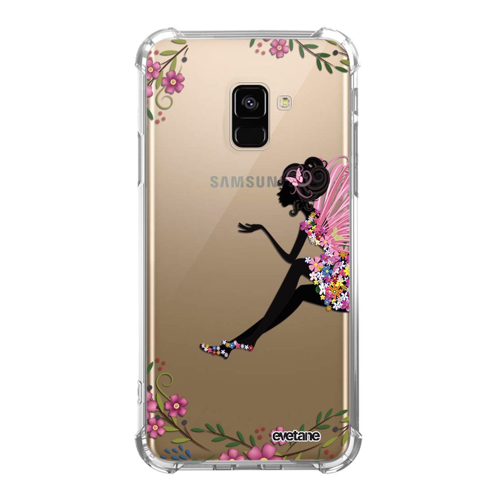 Coque Samsung Galaxy A8 2018 Anti-Choc Souple Angles Renforcés Transparente Fée Fleurale Evetane