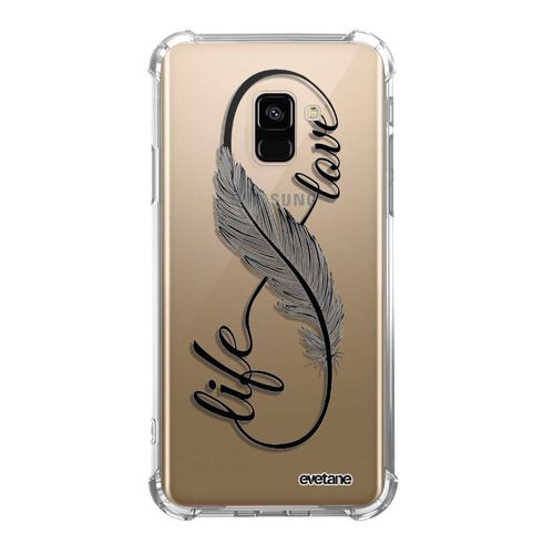 Coque Samsung Galaxy A8 2018 Anti-Choc Souple Angles Renforcés Transparente Love Life Evetane