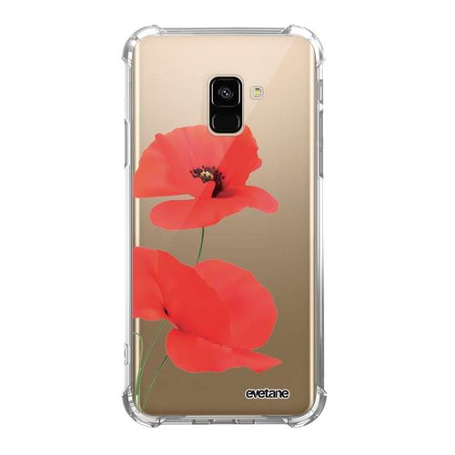 Coque Samsung Galaxy A8 2018 Anti-Choc Souple Angles Renforcés Transparente Coquelicot Evetane