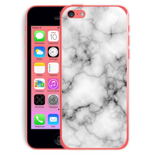 Coque Iphone 5c Rigide Transparente Marbre Blanc Dessin Evetane