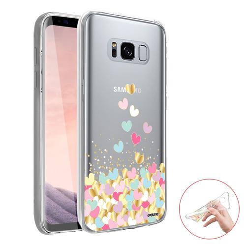 Coque Samsung Galaxy S8 Plus 360 Intégrale Transparente Coeurs Pastels Tendance Evetane.