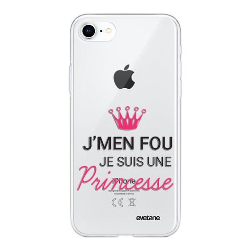 Coque Iphone 7/8/ Iphone Se 2020/ 2022 Silicone Transparente Je Suis Une Princesse Ultra Resistant Protection Housse Motif Ecriture Tendance Evetane