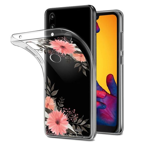 Coque Huawei P20 Lite Silicone Transparente Fleurs Roses Ultra Resistant Protection Housse Motif Ecriture Tendance Evetane