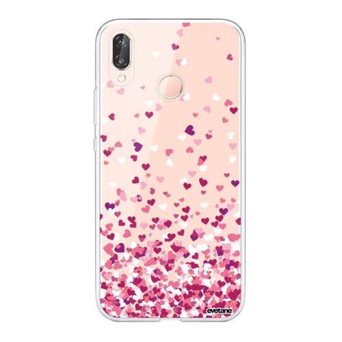 Coque Huawei P20 Lite Silicone Transparente Confettis De Coeur Ultra Resistant Protection Housse Motif Ecriture Tendance Evetane