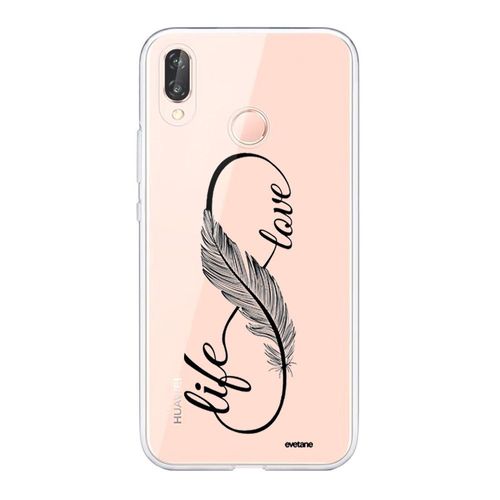 Coque Huawei P20 Lite Silicone Transparente Love Life Ultra Resistant Protection Housse Motif Ecriture Tendance Evetane