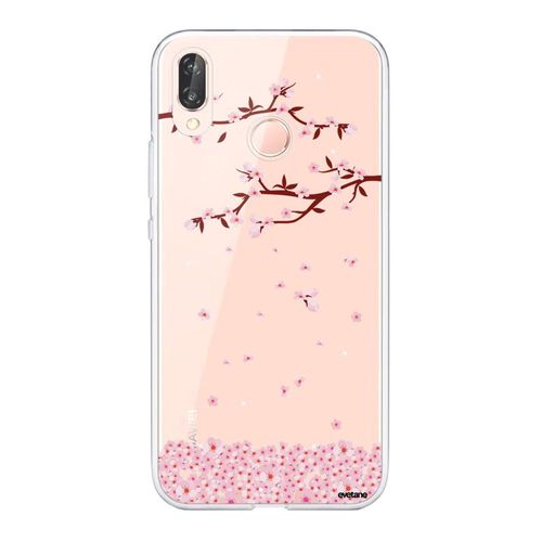 Coque Huawei P20 Lite Silicone Transparente Chute De Fleurs Ultra Resistant Protection Housse Motif Ecriture Tendance Evetane