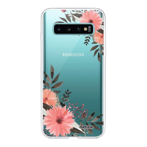 Coque Samsung Galaxy S10 Plus 360 Intégrale Transparente Fleurs Roses Tendance Evetane.