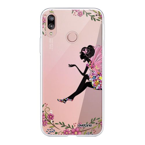 Coque Huawei P20 Lite Silicone Transparente Fée Fleurale Ultra Resistant Protection Housse Motif Ecriture Tendance Evetane