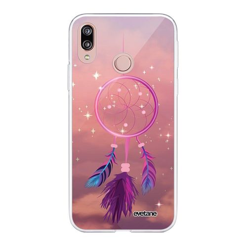 Coque Huawei P20 Lite Silicone Transparente Attrape Rêve Rose Ultra Resistant Protection Housse Motif Ecriture Tendance Evetane
