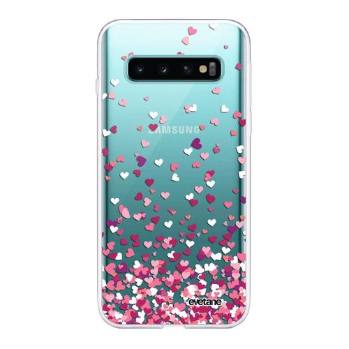 Coque Samsung Galaxy S10 Plus 360 Intégrale Transparente Confettis De Coeur Tendance Evetane.